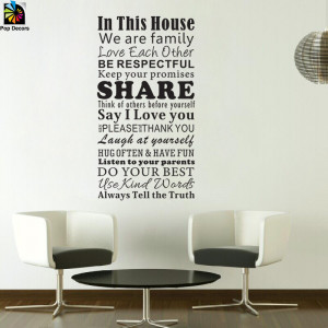 Home Rules Removable Wall Sticker - Vinyl Lettering