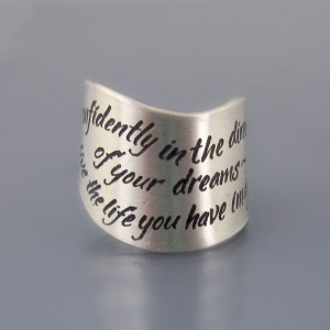 Etched Sterling Silver Thoreau Ring - Inspirational Quote Ring - Go ...