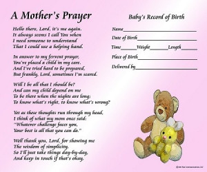 Prayer - Girl (with baby's birth information). A prayer poem for a new ...