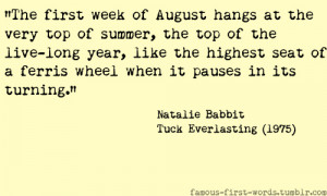 ... Famous First Words Tuck Everlasting Fantasy Natalie Babbit books quote