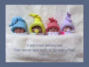Polymer Clay Babies Lying in Bed with Quote by Thomas Hood ...