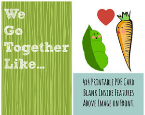 Peas and Carrots Love Card Blank P rintable PDF 4x4 ...