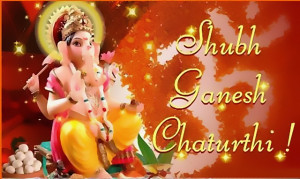 Happy Ganesh Chaturthi Greetings Cards with Hindi Quotes