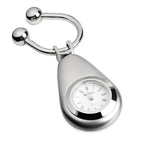 Silver Horse Shoe Clock Keychain