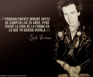 ... image include: sid vicious, spanish quotes, frases, group and music