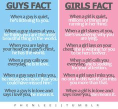 guys fact vs girls fact, I'm gonna have to say I like the girls side ...