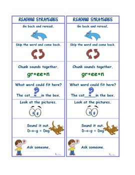 Reading Strategy Bookmarks for Students