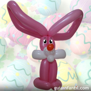 mo hacer paso a paso un conejo de Pascua con globos