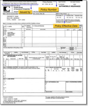 Automobile Policy Sample: