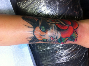 Tattoo if my cat Monet. Sorry it's all swollen. #cattattoo More