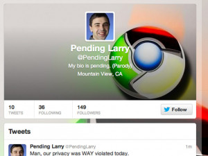 The PendingLarry twitter account makes fun of Google's early earnings ...