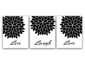 Live Laugh Love Black and White Quote Print by WallArtBoutique, $20.00