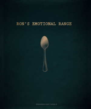... quote, reading, ron, teaspoon, ron's emotional range, hermione quotes