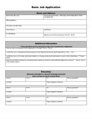 Job Application Print Out
