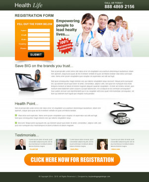 healthy life registration lead capture page to boost your leads