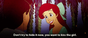 ... movie quote, movie scene, the little mermaid, ariel, kiss the girl