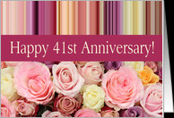 41st Wedding Anniversary Card - Pastel roses and stripes card ...