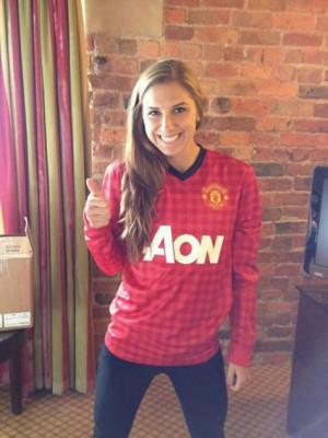 Alex Morgan Wearing Manchester United Jersey