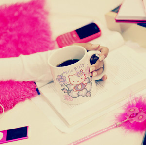coffee, girly, hello kitty, ipod, mug, nails