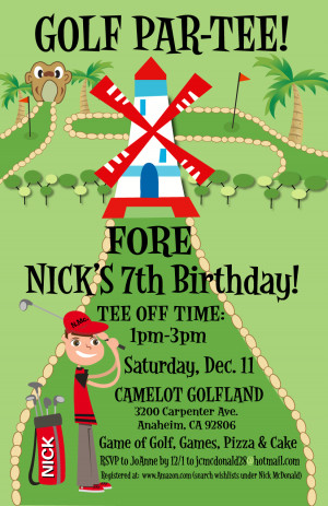 Miniature Golf Birthday Invitations