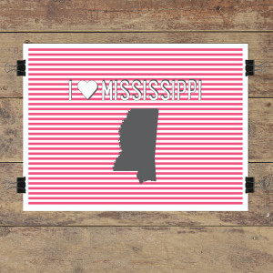 heart Mississippi striped wall quotes art print