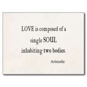 Vintage Aristotle Love Single Soul Quote Postcard