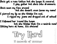 ... songs lyrics 5 sos lyrics summer lyrics try hard 5sos 5sos try hard