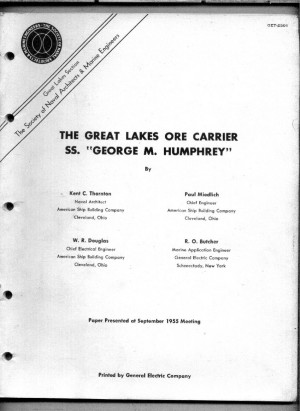 ... Lakes Freighter SS George M. Humphrey book with photos, five foldouts