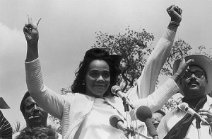 Coretta Scott King speaks at a peace demonstration in Washington, D.C ...