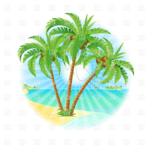 Tropical Island With Palm Tree Silhouette Plants And Animals picture