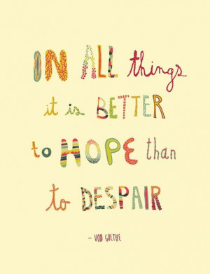 It is better to hope than to despair.