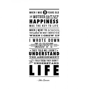 ... of John Lennon Life and Happiness Quote - The Beatles - Wall Decal