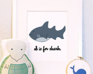 is for Shark woodland animal naut ical sea creature nursery portrait ...