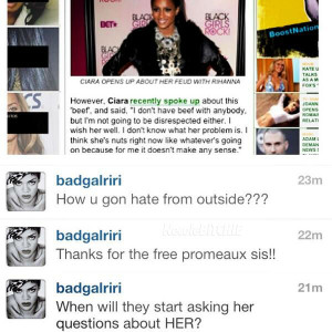 Ciara And Rihanna Still Beefing: Minor Feud Via Twitter