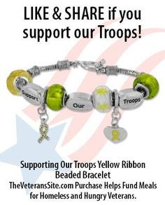 Supporting Our Troops Yellow Ribbon Beaded Bracelet - $12.95 More