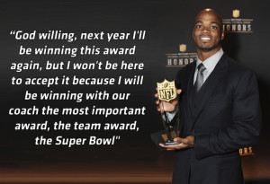 Adrian's quote at the NFL Honor Awards - a REAL athlete and a humble ...