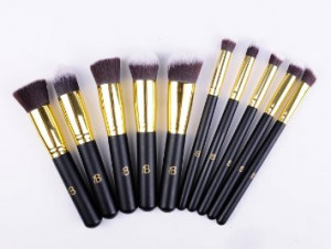 IB Essential 10pc Piece Luxury Black With Chrome Copper Silver Make Up ...