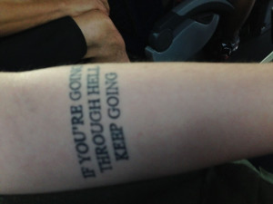 ... last week, a young lady sat next to me with a very interesting tattoo