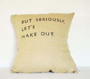Let's Make Out Pillow Cover - Natural Linen Quote Pillow