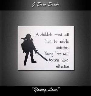 Zelda link silhouette young love quote 11x14 original acrylic painting ...