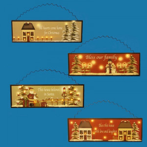... of 4 Lighted Country Home Christmas Plaques with Inspirational Sayings