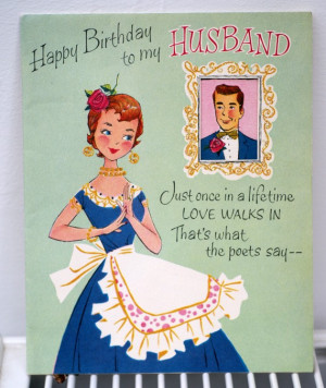 Vintage 1940s Happy Birthday To My Husband Greetings Card