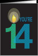 Birthday for 14 Year Old, You’re 14 with Large Candle card - Product ...