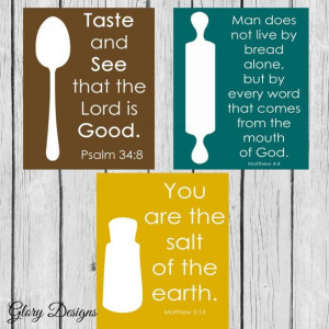 Bible Verse, Scripture Kitchen Art printables, Set of 3 kitchen ...