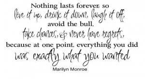 Nothing last forever Marilyn Monroe quote vinyl decal by ...