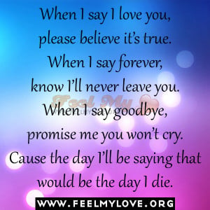 when i say i love you please believe it s true when i say forever know ...