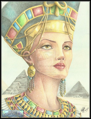 Egyptian Papyrus Art Painting Queen Nefertiti Made Egypt