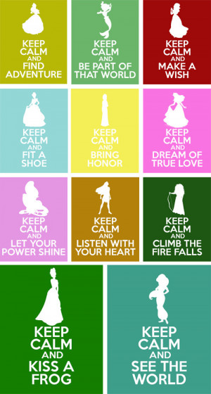 Disney Princesses Keep Calm 8x10 Poster Prints