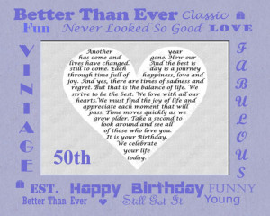 50th Birthday Gift Poem 8 X 10