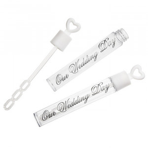 Wedding Favors Bubbles Our Wedding Day Bubble Tubes - White/Silver